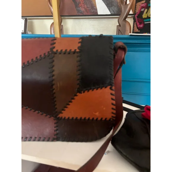 Patricia Nash Patchwork Leather Crossbody Bag Brown Black One Size - Picture 6 of 13